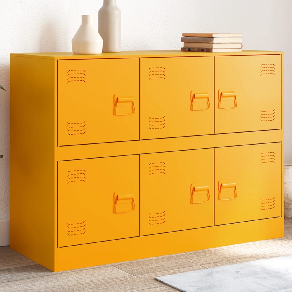 Credenza Giallo Senape 99x39x73 cm in Acciaio - homemem39
