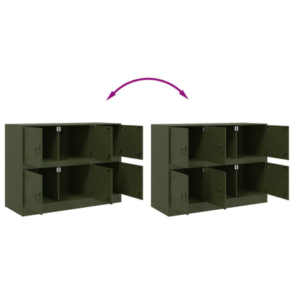 Credenza Verde Oliva 99x39x73 cm in Acciaio - homemem39