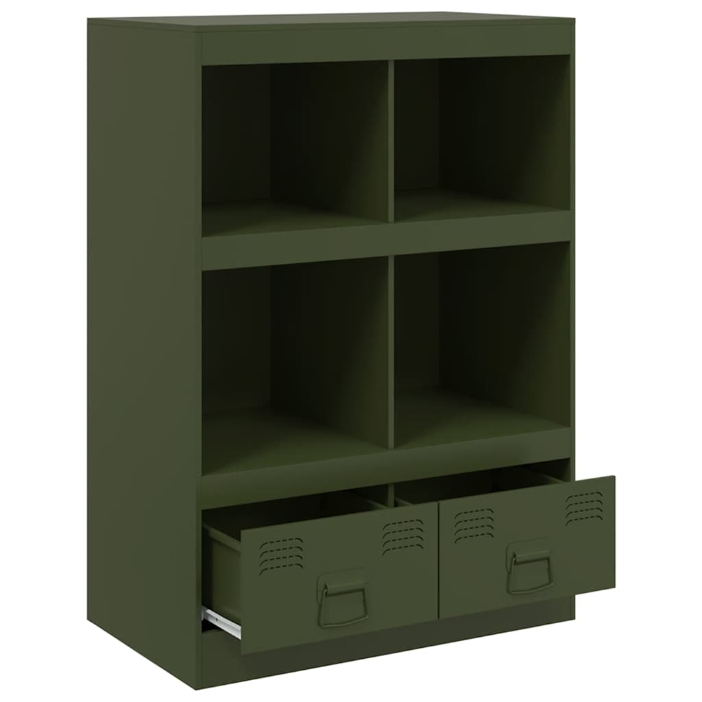 Credenza Verde Oliva 67x39x95 cm in Acciaio - homemem39