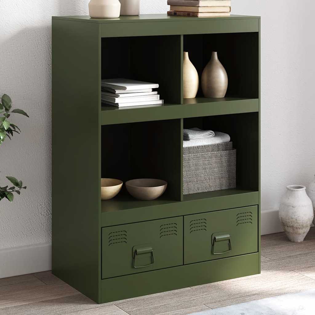 Credenza Verde Oliva 67x39x95 cm in Acciaio - homemem39
