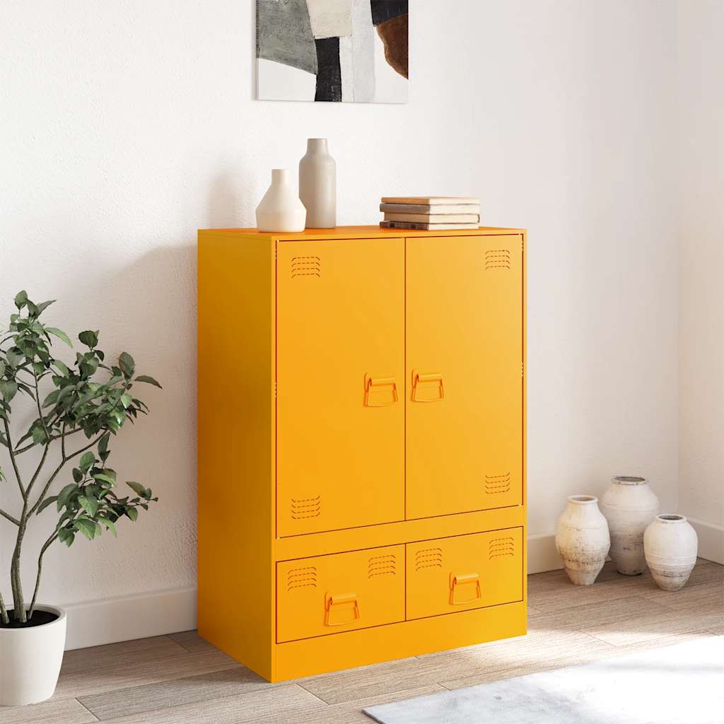 Credenza Giallo Senape 67x39x95 cm in Acciaio - homemem39