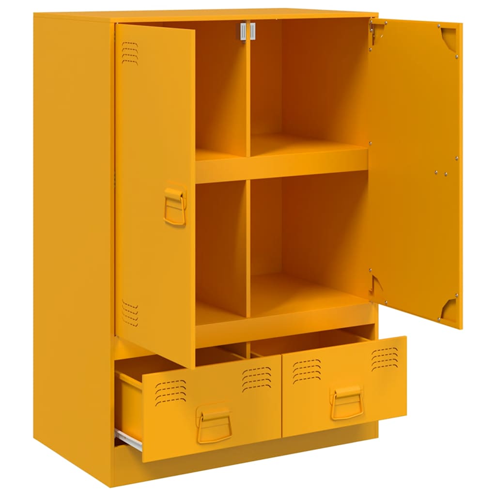 Credenza Giallo Senape 67x39x95 cm in Acciaio - homemem39