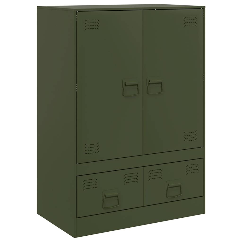 Credenza Verde Oliva 67x39x95 cm in Acciaio - homemem39
