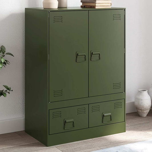 Credenza Verde Oliva 67x39x95 cm in Acciaio - homemem39