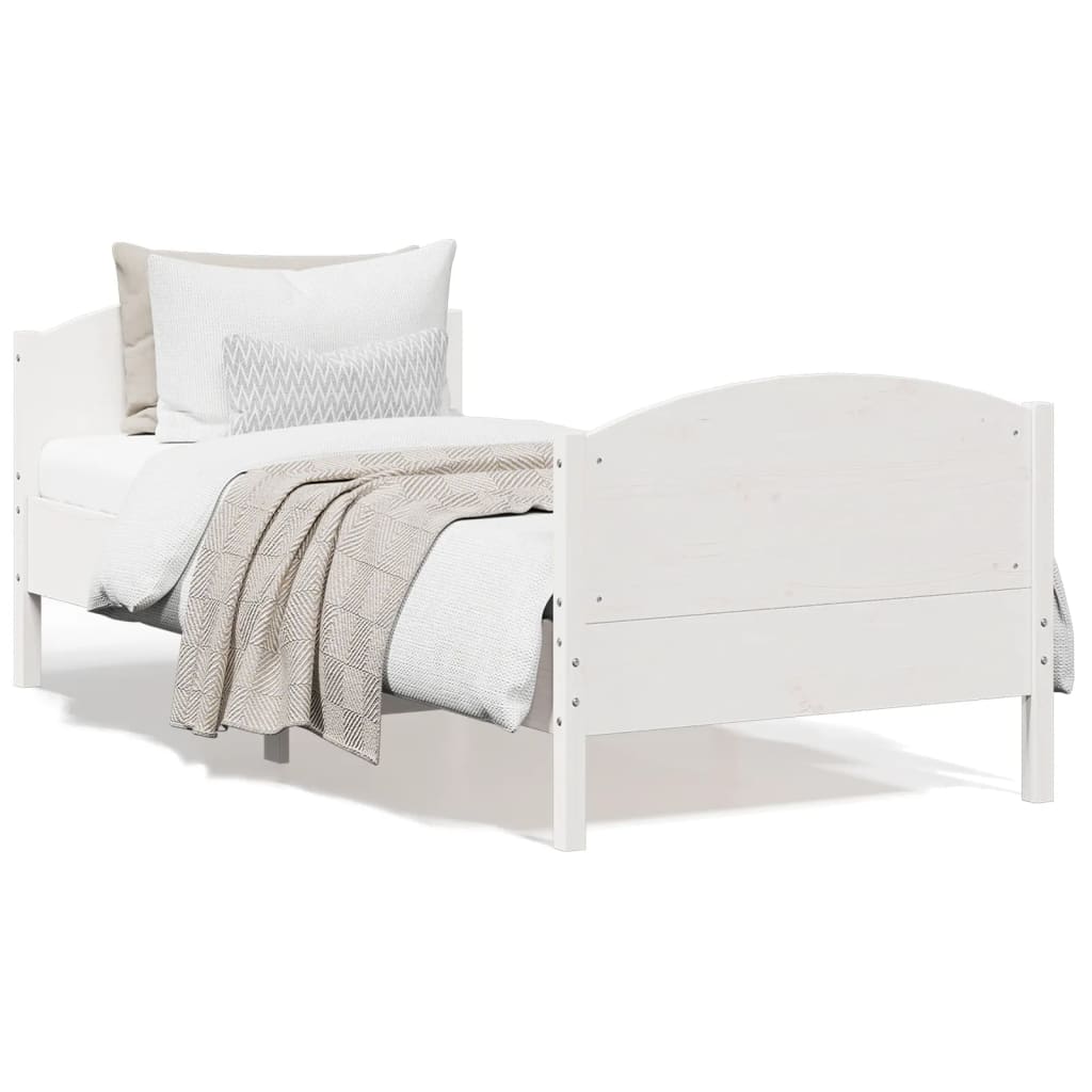 Letto senza Materasso Bianco 90x200 cm Legno Massello di Pino | homemem39