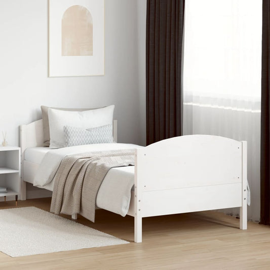 Letto senza Materasso Bianco 90x200 cm Legno Massello di Pino | homemem39
