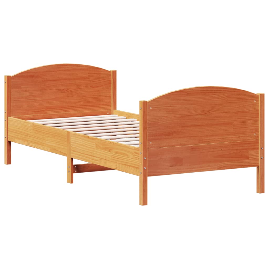 Letto senza Materasso Marrone Cera 90x200 cm Legno di Pino | homemem39