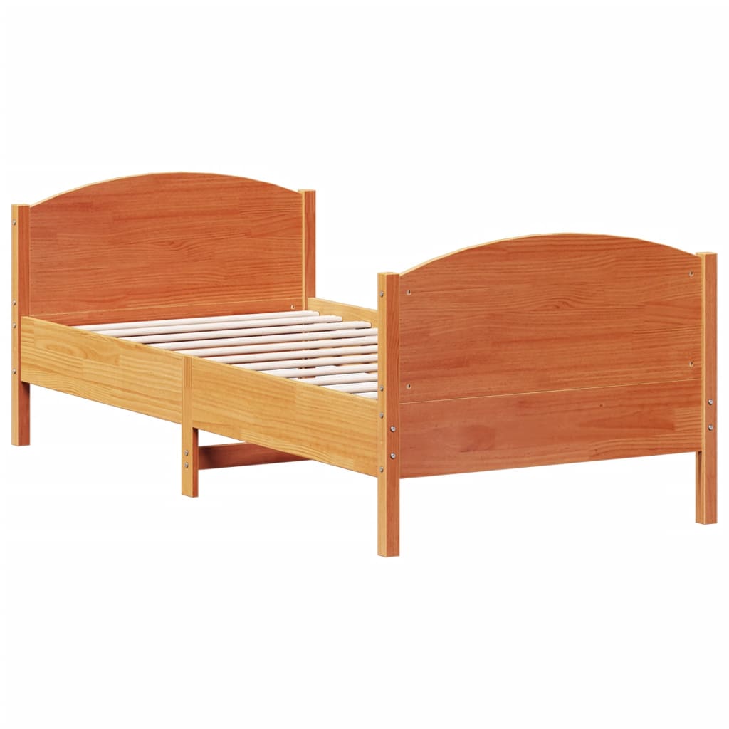 Letto senza Materasso Marrone Cera 90x200 cm Legno di Pino | homemem39
