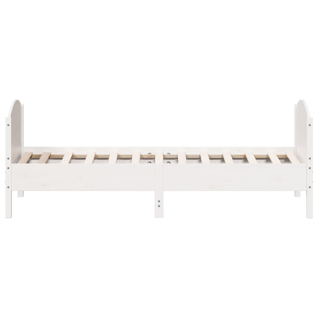 Letto senza Materasso Bianco 90x190 cm in Legno Massello Pino | homemem39