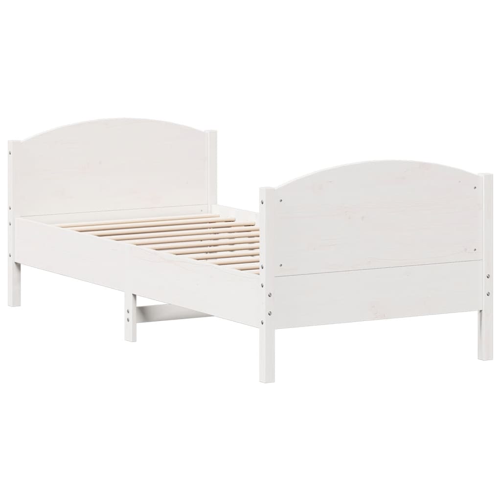 Letto senza Materasso Bianco 90x190 cm in Legno Massello Pino - homemem39