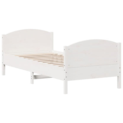 Letto senza Materasso Bianco 90x190 cm in Legno Massello Pino - homemem39