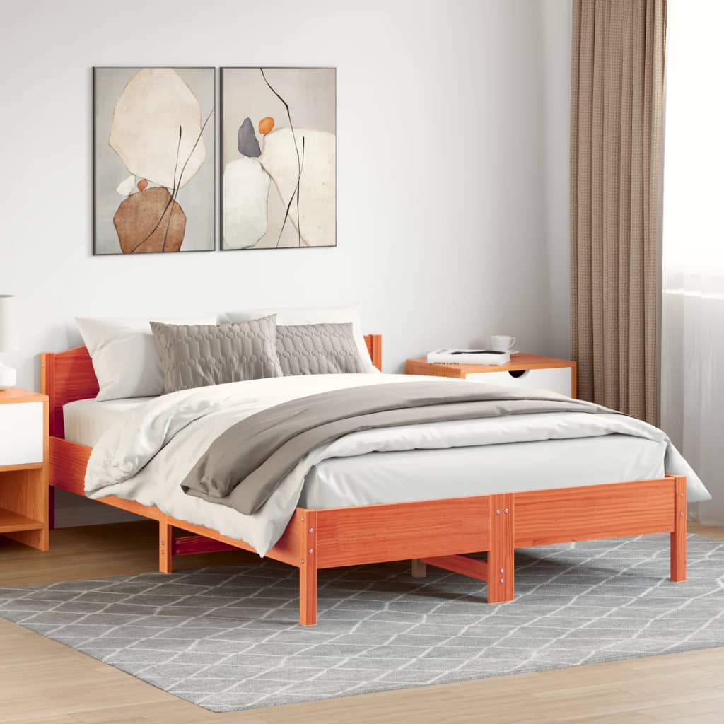 Giroletto senza Materasso Marrone Cera 140x200cm Massello Pino | homemem39