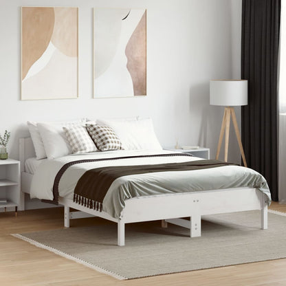 Letto senza Materasso Bianco 140x190 cm Legno Massello di Pino - homemem39