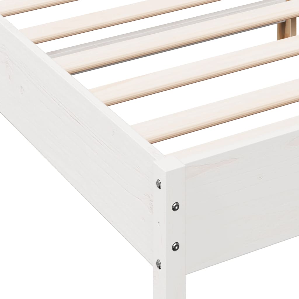 Letto senza Materasso Bianco 140x190 cm Legno Massello di Pino - homemem39