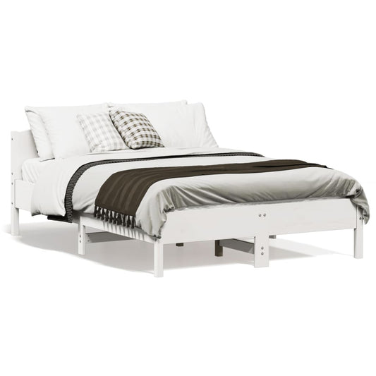 Letto senza Materasso Bianco 140x190 cm Legno Massello di Pino - homemem39