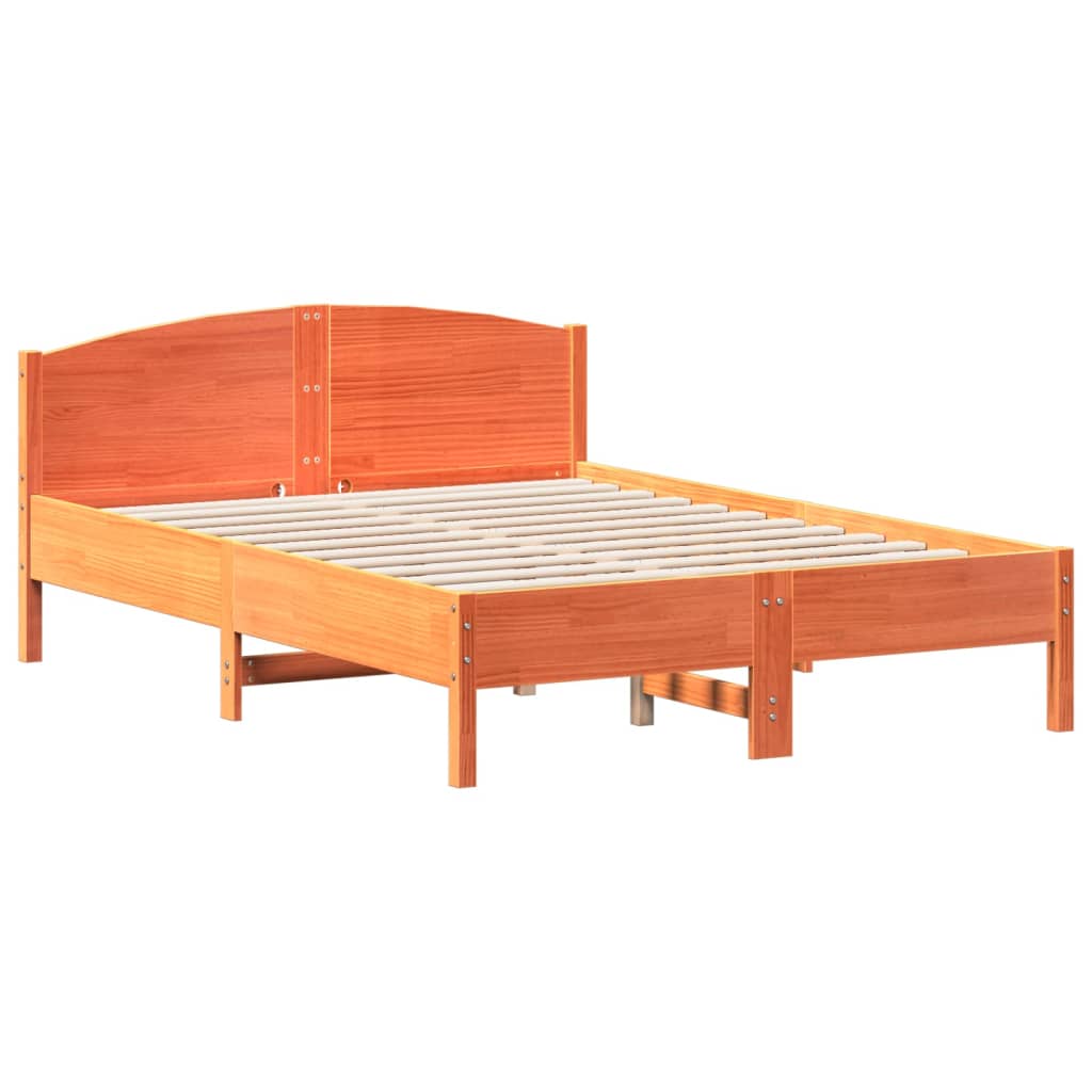 Letto senza Materasso Marrone Cera 140x190 cm in Legno di Pino - homemem39