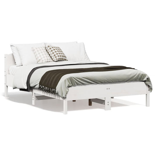 Letto senza Materasso Bianco 135x190 cm Legno Massello di Pino - homemem39