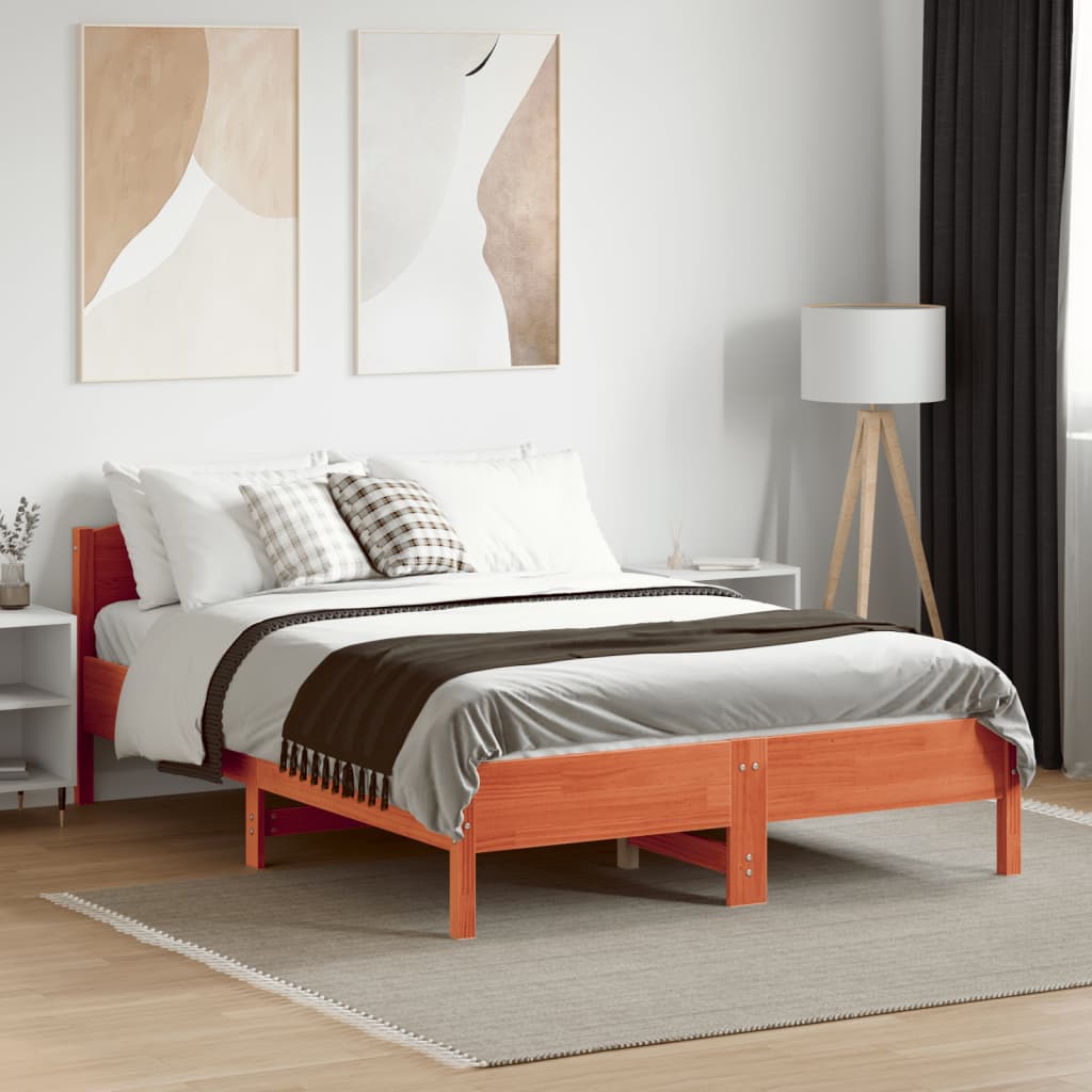 Letto senza Materasso Marrone Cera 135x190 cm in Legno di Pino | homemem39
