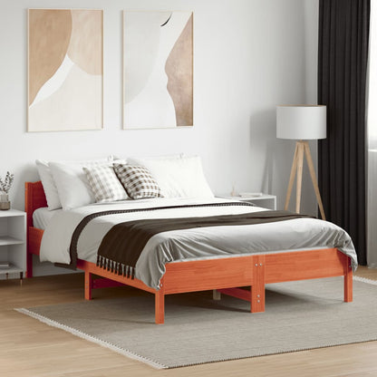 Letto senza Materasso Marrone Cera 135x190 cm in Legno di Pino | homemem39