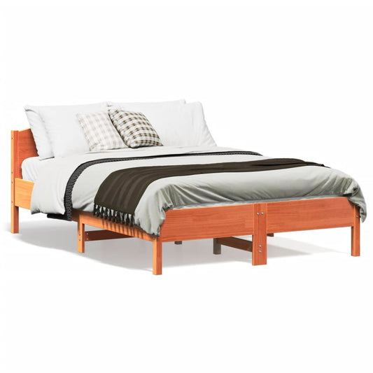 Letto senza Materasso Marrone Cera 135x190 cm in Legno di Pino | homemem39