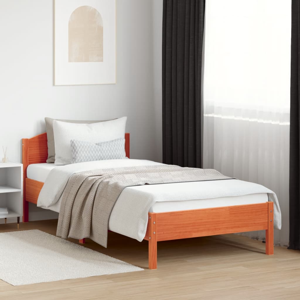 Letto senza Materasso Marrone Cera 100x200 cm in Legno di Pino | homemem39