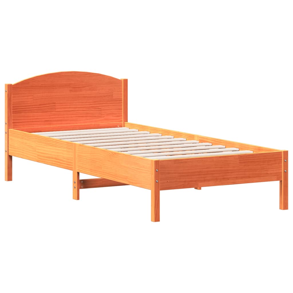 Letto senza Materasso Marrone Cera 90x200 cm Legno di Pino | homemem39