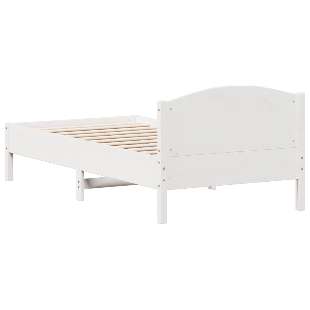 Letto senza Materasso Bianco 90x190 cm in Legno Massello Pino - homemem39
