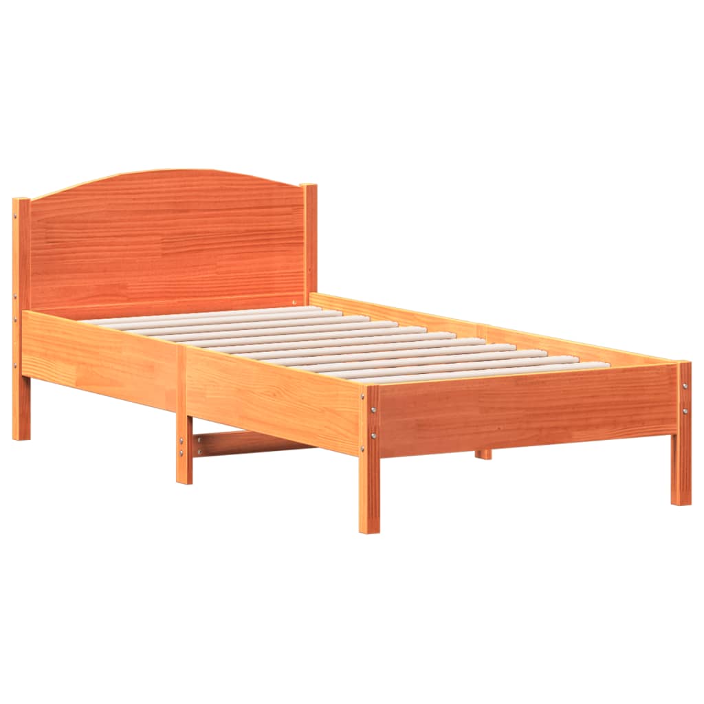 Letto senza Materasso Marrone Cera 90x190 cm in Legno di Pino | homemem39