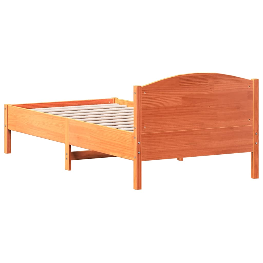 Letto senza Materasso Marrone Cera 75x190 cm in Legno di Pino | homemem39
