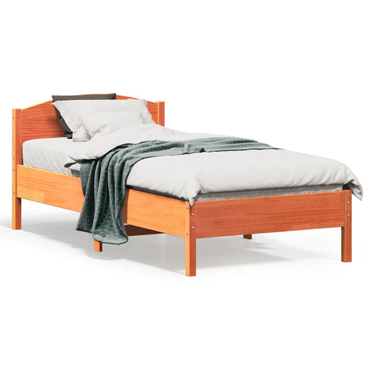 Letto senza Materasso Marrone Cera 75x190 cm in Legno di Pino | homemem39