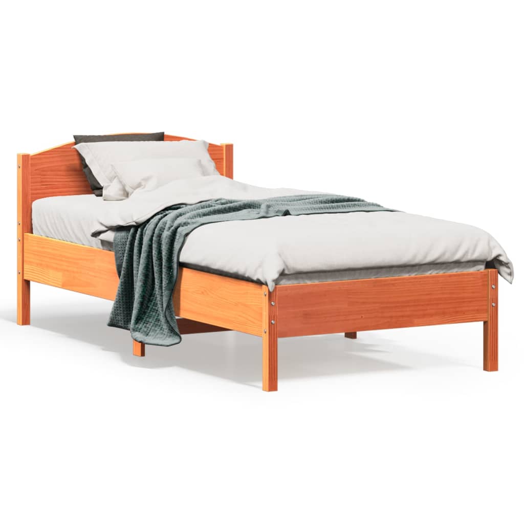 Letto senza Materasso Marrone Cera 75x190 cm in Legno di Pino - homemem39