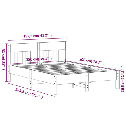 Letto senza Materasso 150x200 cm in Legno Massello di Pino | homemem39