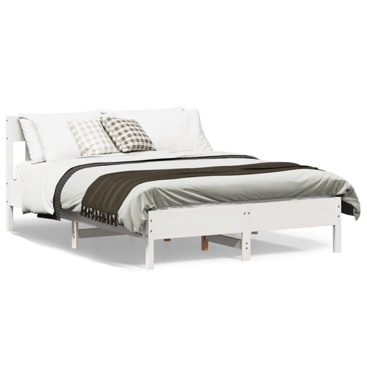 Letto senza Materasso Bianco 150x200 cm Legno Massello di Pino | homemem39