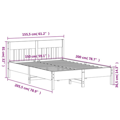 Letto senza Materasso Marrone Cera 150x200 cm in Legno di Pino | homemem39