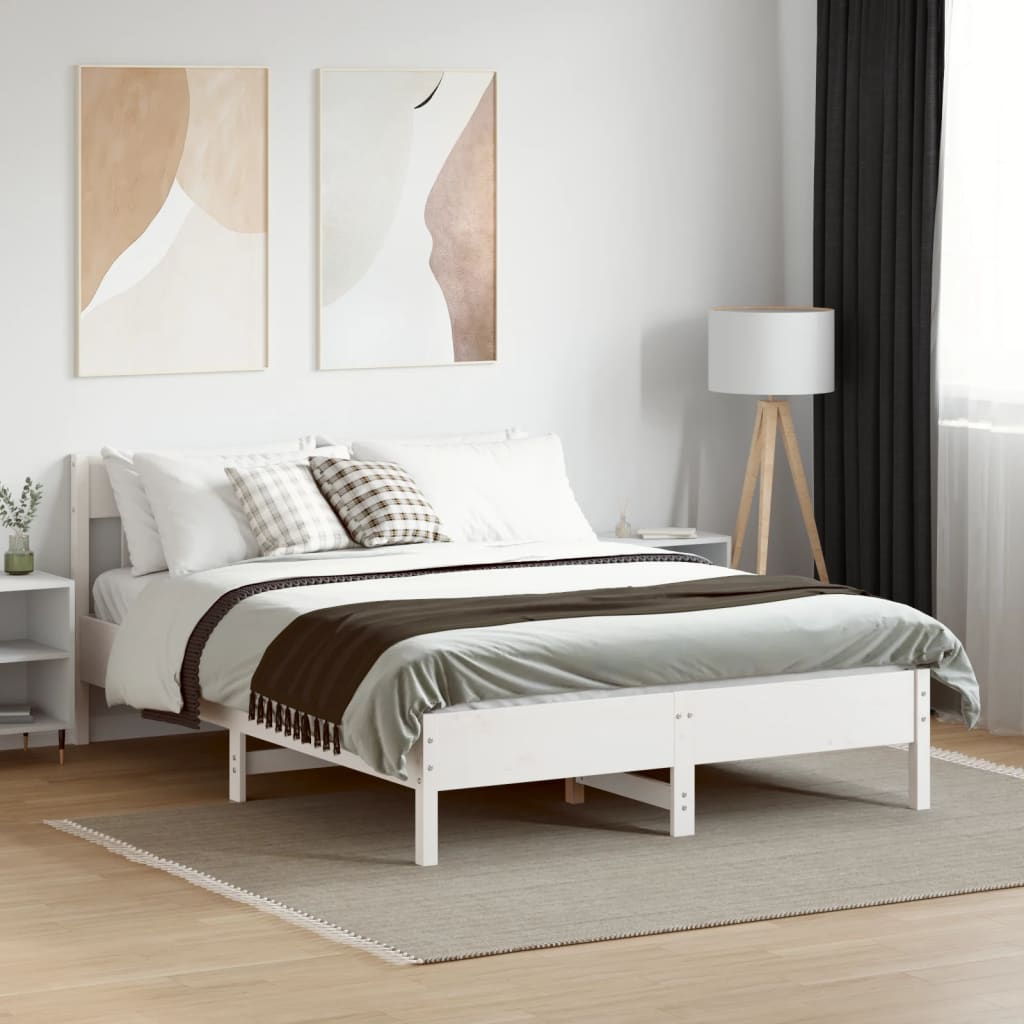 Letto senza Materasso Bianco 140x200 cm Legno Massello di Pino - homemem39
