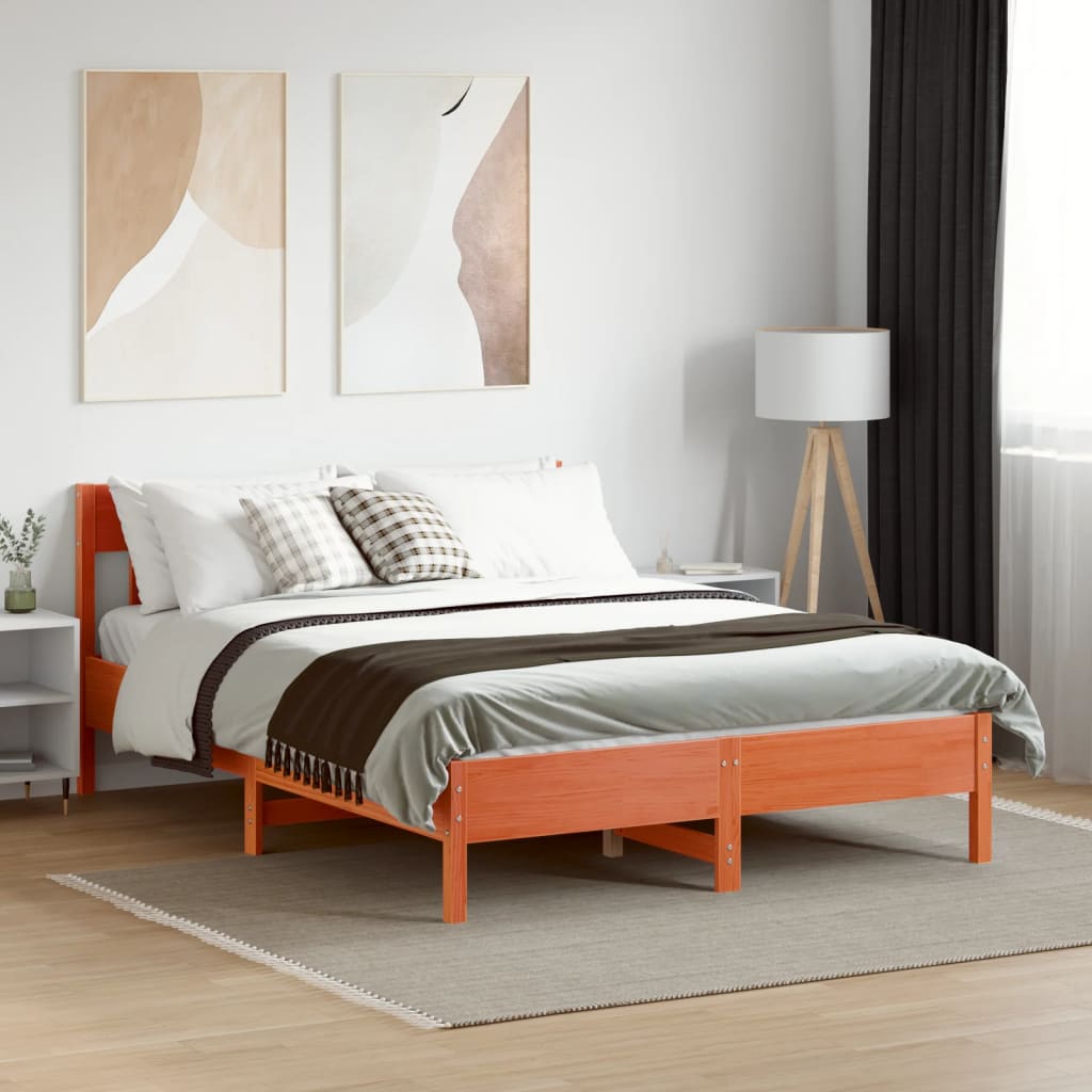 Giroletto senza Materasso Marrone Cera 140x200cm Massello Pino | homemem39