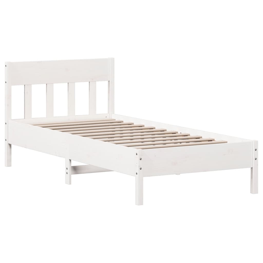 Letto senza Materasso Bianco 90x200 cm Legno Massello di Pino | homemem39