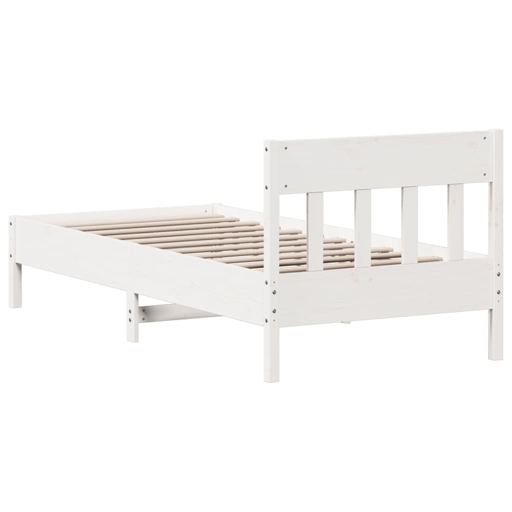 Letto senza Materasso Bianco 90x200 cm Legno Massello di Pino - homemem39