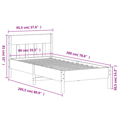 Letto senza Materasso Marrone Cera 90x200 cm Legno di Pino - homemem39