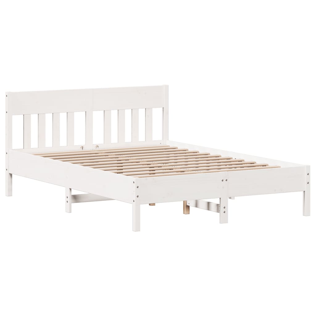 Letto senza Materasso Bianco 140x190 cm Legno Massello di Pino | homemem39