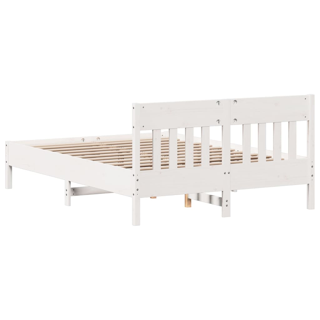 Letto senza Materasso Bianco 140x190 cm Legno Massello di Pino | homemem39