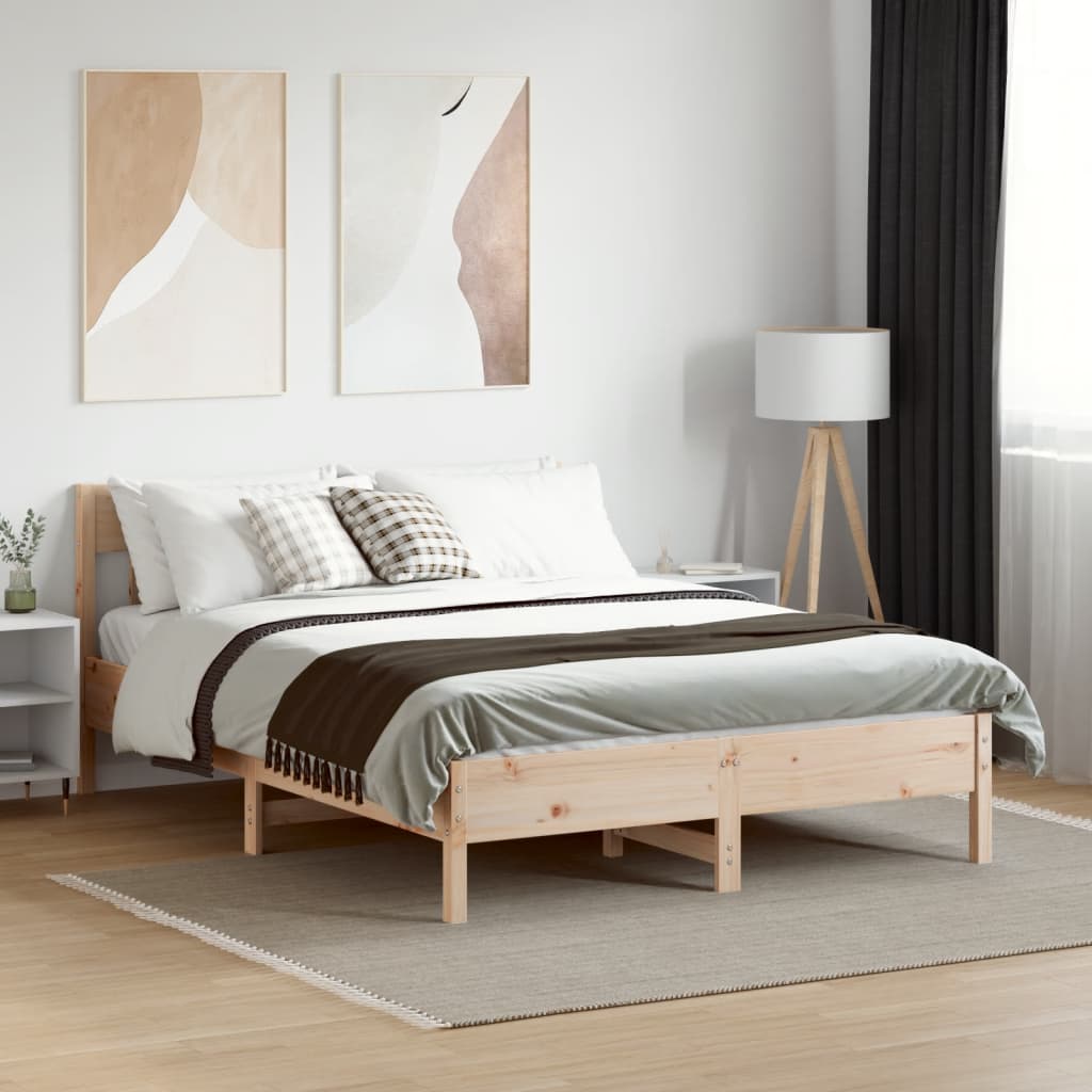 Letto senza Materasso 135x190 cm in Legno Massello di Pino - homemem39