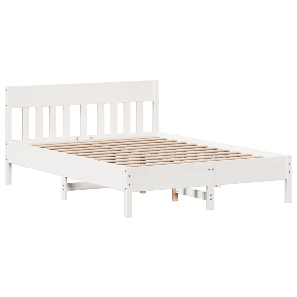 Letto senza Materasso Bianco 135x190 cm Legno Massello di Pino | homemem39