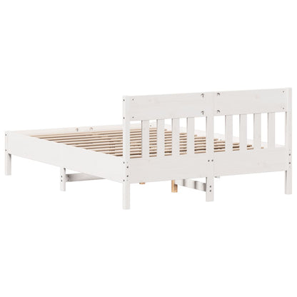 Letto senza Materasso Bianco 135x190 cm Legno Massello di Pino - homemem39