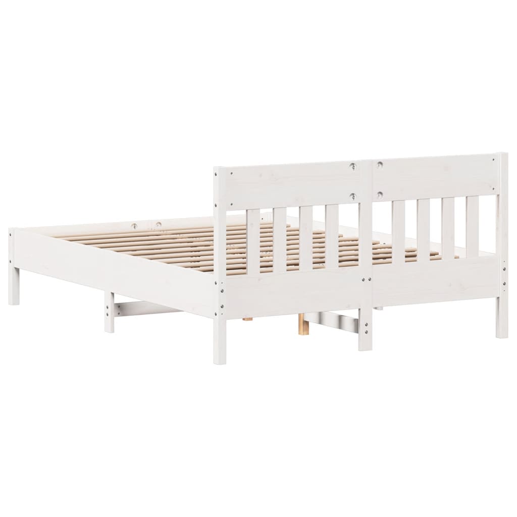 Letto senza Materasso Bianco 120x190 cm Legno Massello di Pino - homemem39