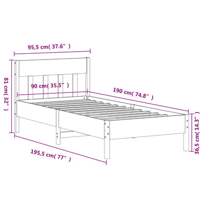 Letto senza Materasso 90x190 cm in Legno Massello di Pino | homemem39