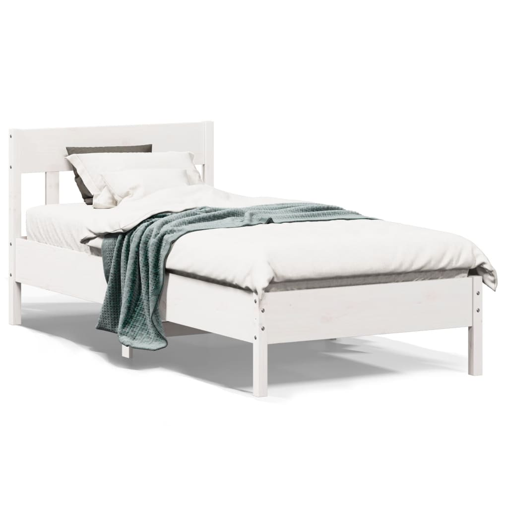 Letto senza Materasso Bianco 90x190 cm in Legno Massello Pino - homemem39