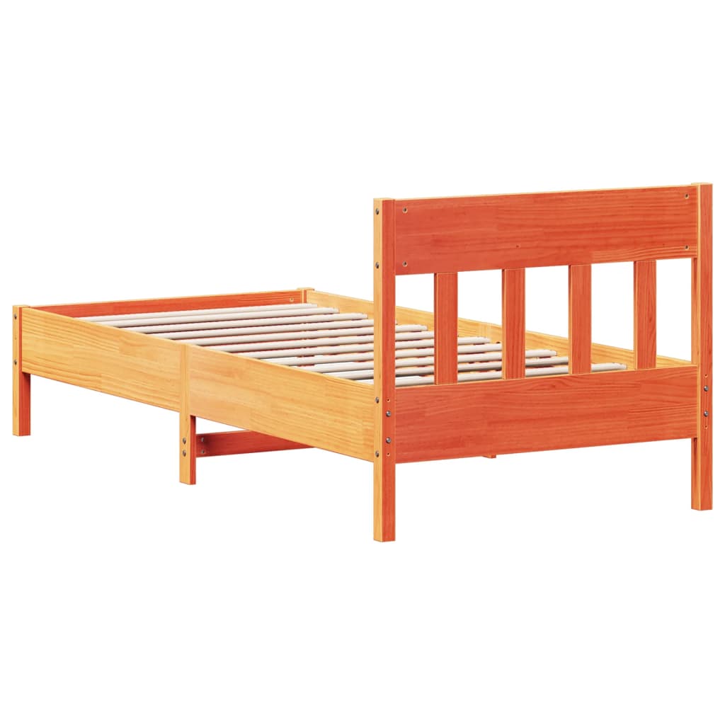 Letto senza Materasso Marrone Cera 90x190 cm in Legno di Pino | homemem39