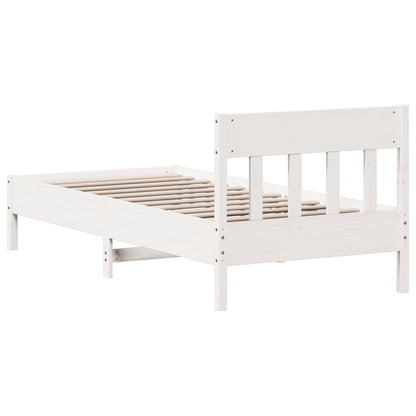 Letto senza Materasso Bianco 75x190 in Legno Massello di Pino - homemem39