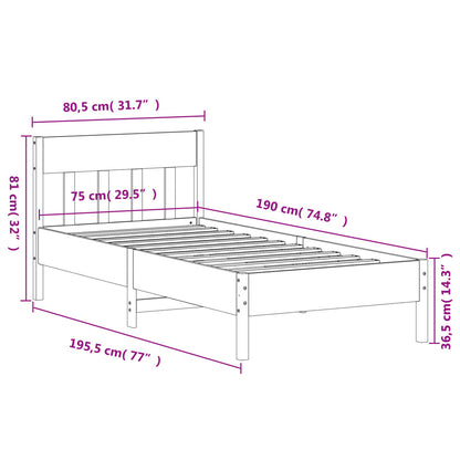 Letto senza Materasso Bianco 75x190 in Legno Massello di Pino | homemem39